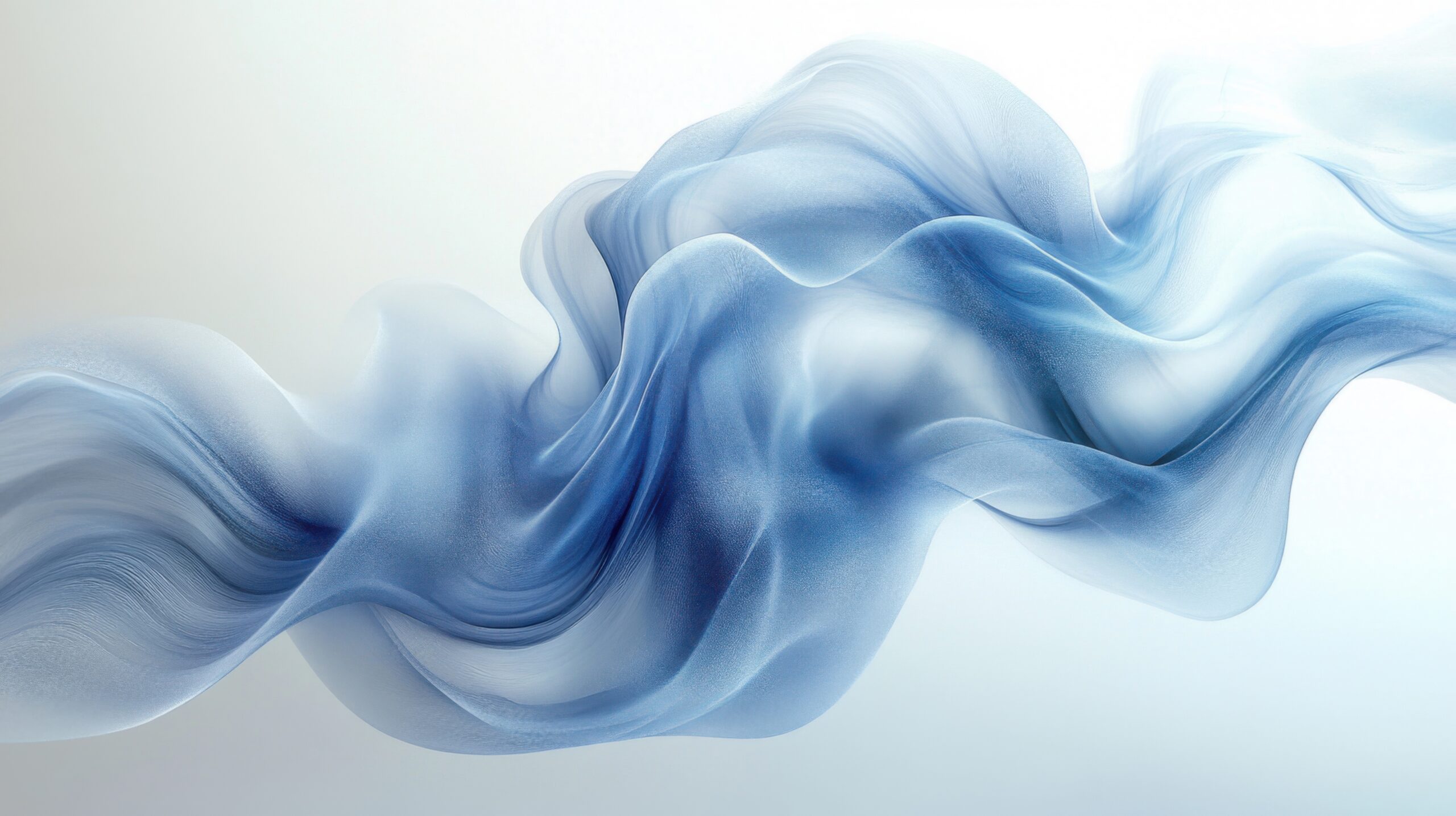 A white background with a light blue gradient and flowing lines, featuring an abstract shape that resembles smoke or waves. The design should have soft edges for an elegant touch. There is no text in the center of the composition. This image can be used as a background for various designs, including marketing materials, graphics, web pages, social media posts, posters, and more, adding a modern aesthetic to your creative projects. --ar 16:9 --stylize 750 --v 6.1 Job ID: 06cc7946-5a18-4bb0-8faa-e696395e3487