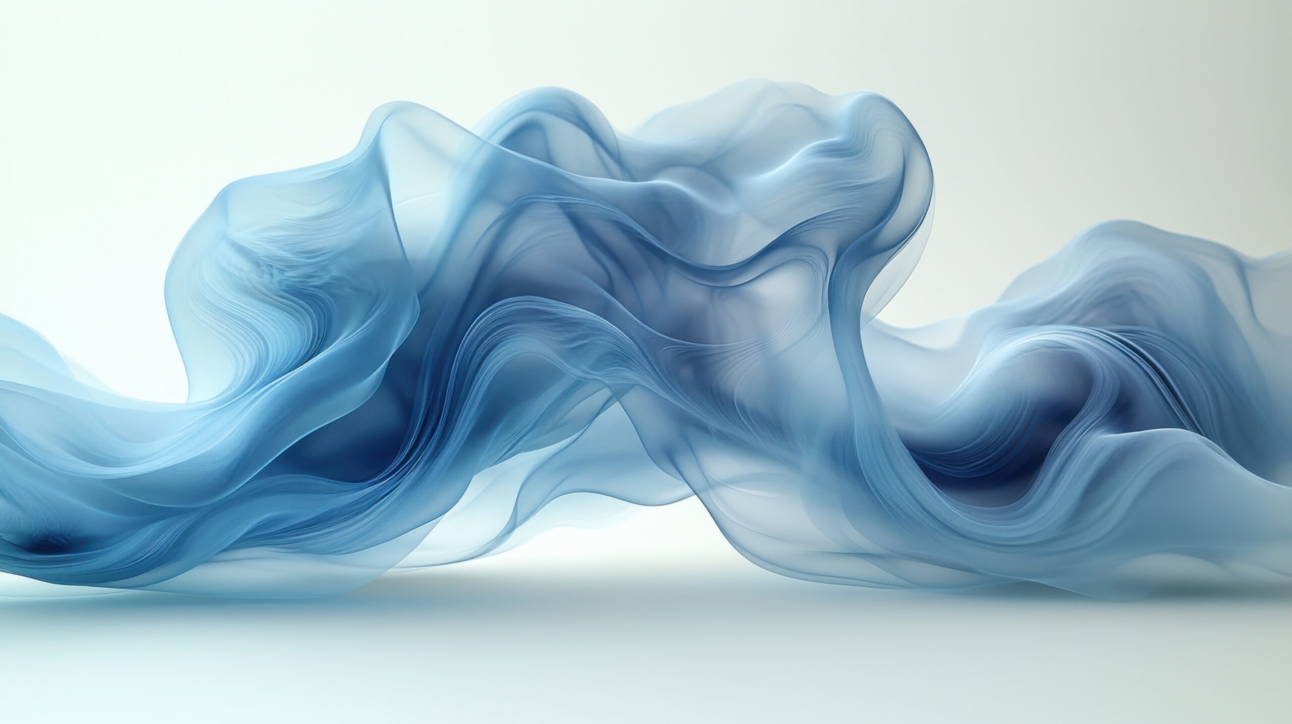 A white background with a light blue gradient and flowing lines, featuring an abstract shape that resembles smoke or waves. The design should have soft edges for an elegant touch. There is no text in the center of the composition. This image can be used as a background for various designs, including marketing materials, graphics, web pages, social media posts, posters, and more, adding a modern aesthetic to your creative projects. --ar 16:9 --stylize 750 --v 6.1 Job ID: 06cc7946-5a18-4bb0-8faa-e696395e3487